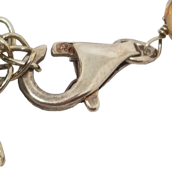 VINTAGE LONG GOLDPLATE CHAIN NECKLACE WITH GENUINE CITRINE, ONYX & TIGER'S EYE - Picture 7 of 7